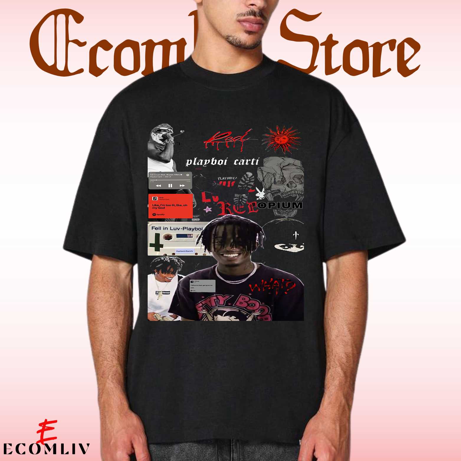 Playboi Carti T-Shirt, Concert Merch, Whole Lotta Red Die Lit Rare Hip Hop Graphic Tee